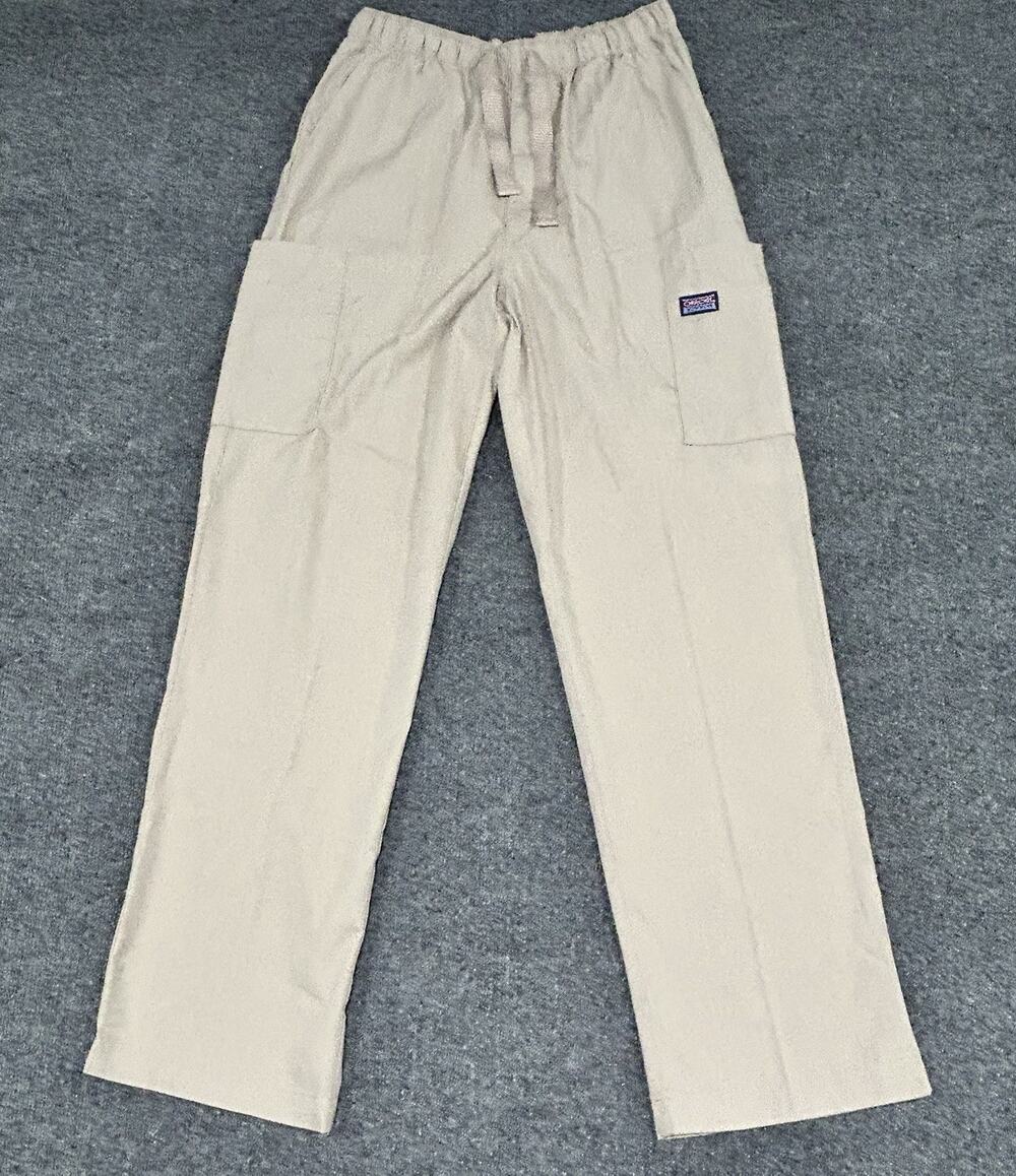 Cherokee Workwear Model 4000 Khaki Cargo Scrub Pants Small Elastic Waist